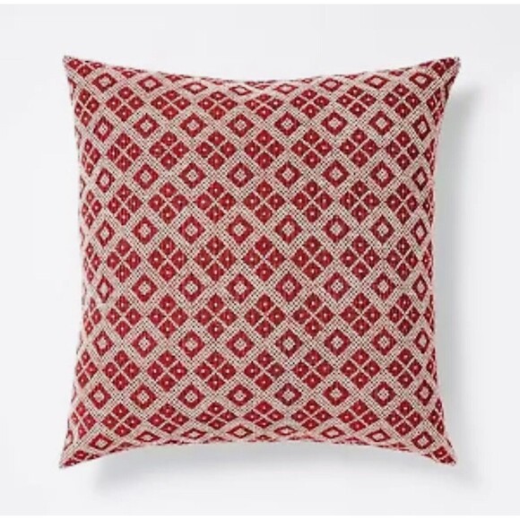 Oversized Woven Fair Isle Square Throw Pillow Red/Cream - Threshold designed - Picture 1 of 7